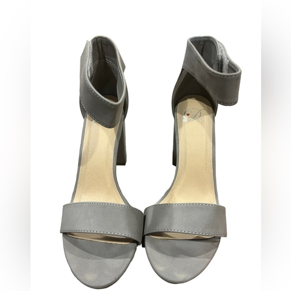 My Delicious Shoes Elton Heeled Sandal Taupe Grey Size 8 Faux Leather - Picture 5 of 11